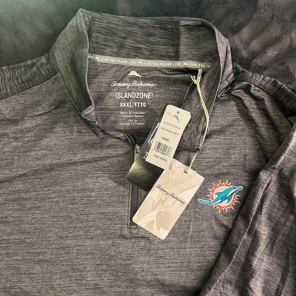 Tommy Bahama Dolphins IslandZone Quarter Zip XXXL Grey UPF 30